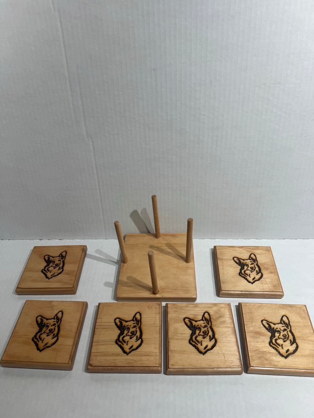German Shepherd wood coasters with holder
